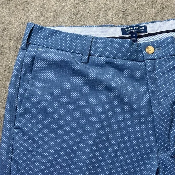 Peter Millar Golf Shorts Men 34 Blue Polka Dot Performance 9" Stretch - Picture 2 of 16